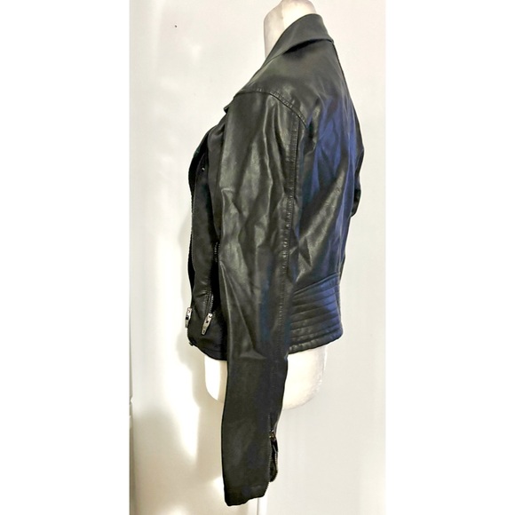 Blank NYC metro chic Moto biker jacket black vegan leather like new - Small - Picture 8 of 12
